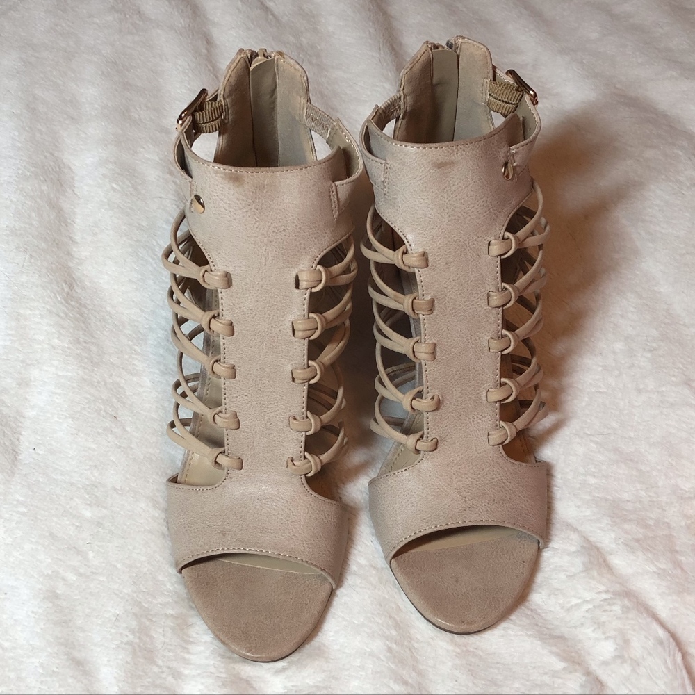 JustFab "Verenley" Strappy Peep Toe Heels - NEW